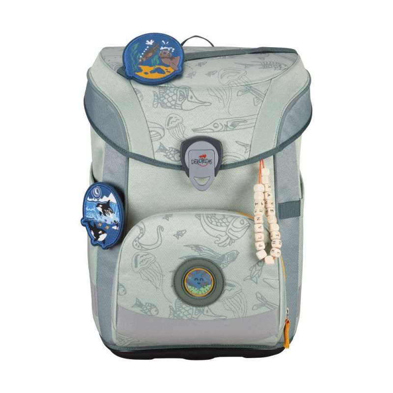 DERDIEDAS Schulrucksack ErgoFlex EASY Set - 6 tlg. ECO Grey Planet Front