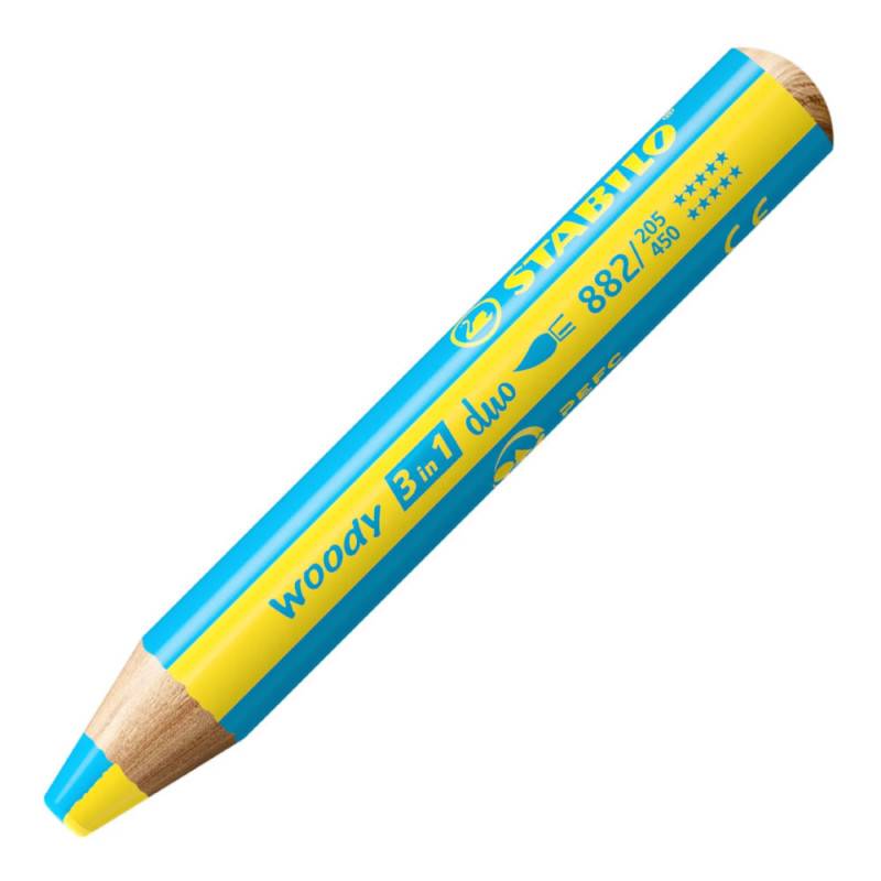 STABILO Buntstifte/Wachsmalstifte woody 3 in 1 duo Einzelstift gelb/cyanblau