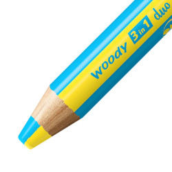 STABILO Buntstifte/Wachsmalstifte woody 3 in 1 duo Einzelstift gelb/cyanblau Mine