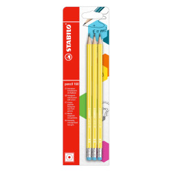 STABILO Schulbleistift pencil 160 mit Radierer 3er Set gelb